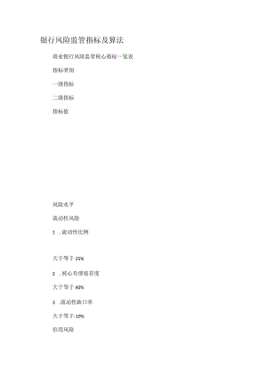 银行风险监管指标及算法.docx