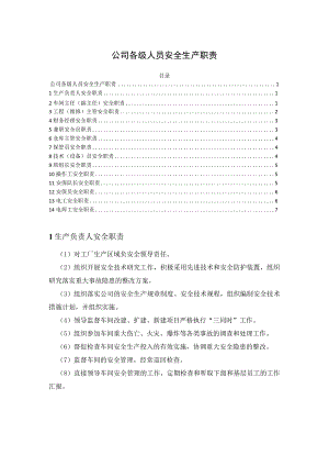 公司各级人员安全生产职责.docx