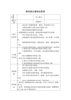 教学部主管岗位职责.docx