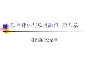 大学课件项目评估与项目融资第八章项目的投资估算.ppt