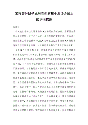 某市领导班子成员在巡察集中反馈会议上的讲话提纲.docx