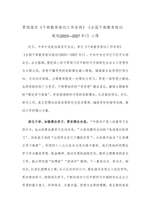 贯彻落实《干部教育培训工作条例》《全国干部教育培训规划（2023－2027年）》心得.docx