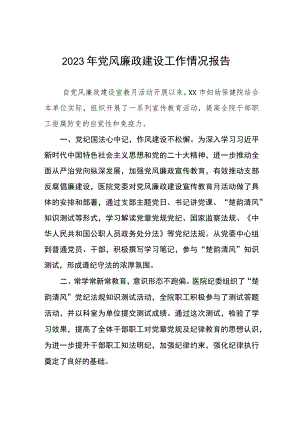 妇幼保健院2023年党风廉政建设工作情况报告八篇.docx