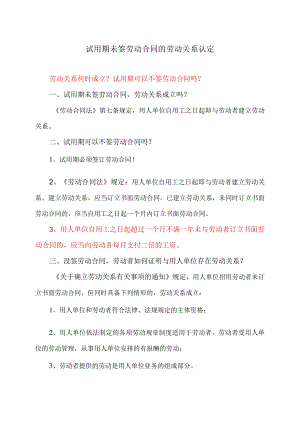 试用期未签劳动合同的劳动关系认定（2023年）.docx
