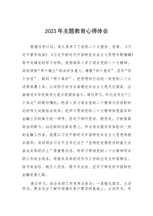 银行开展2023年主题教育心得体会发言材料八篇.docx