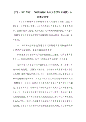 学习（2023年版）《中国特色社会主义思想学习纲要》心得体会范文.docx