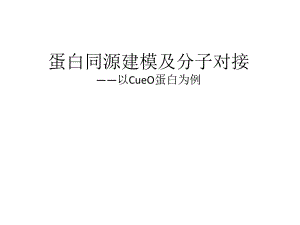 蛋白同源建模及分子对接.ppt