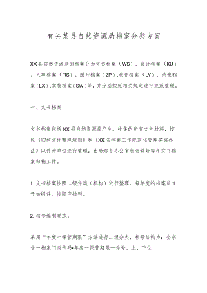 有关某县自然资源局档案分类方案.docx
