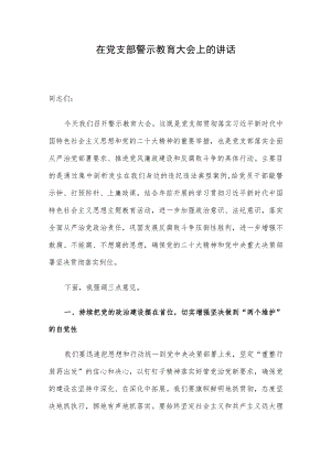 在党支部警示教育大会上的讲话.docx