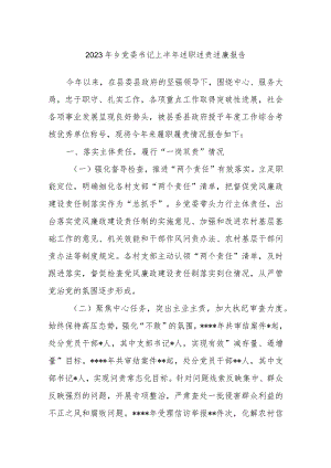 2023年乡党委书记上半年述职述责述廉报告.docx