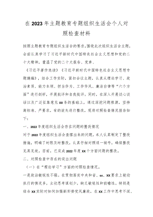 在2023年主题教育专题组织生活会 个人对照检查材料.docx