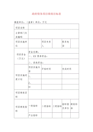 政府债务项目绩效目标表.docx
