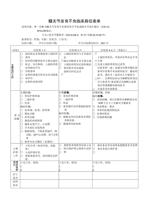 髋关节发育不良临床路径表单.docx