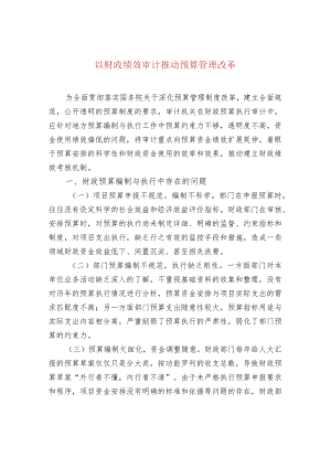 以财政绩效审计推动预算管理改革.docx