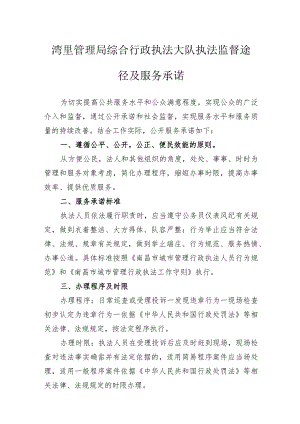 湾里管理局综合行政执法大队执法监督途径及服务承诺.docx