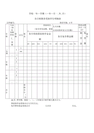 全日制教育受助学生明细表（模板）.docx