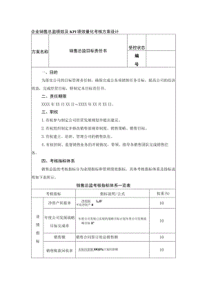 企业销售总监绩效及KPI绩效量化考核方案设计.docx