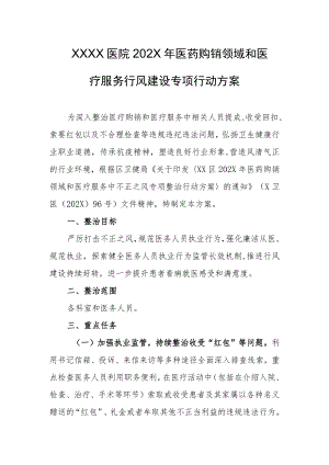医院医药购销领域和医疗服务行风建设专项行动方案.docx