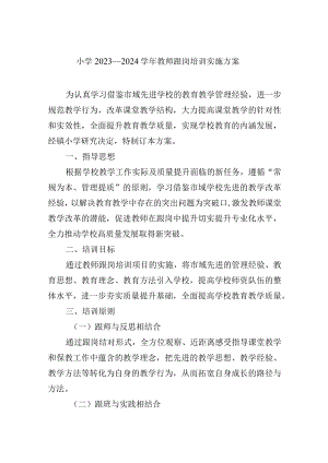 小学2022—2023学年教师跟岗培训实施方案.docx