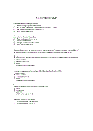 计算机网络教程自顶向下方法选择题及答案-Chapt-4-Network-Layer-QUIZZ.docx