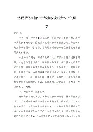 纪委书记在新任干部廉政谈话会议上的讲话.docx