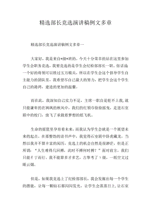 精选部长竞选演讲稿例文多章.docx