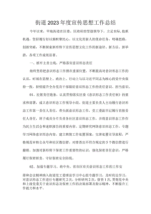 街道2023年度宣传思想工作总结.docx