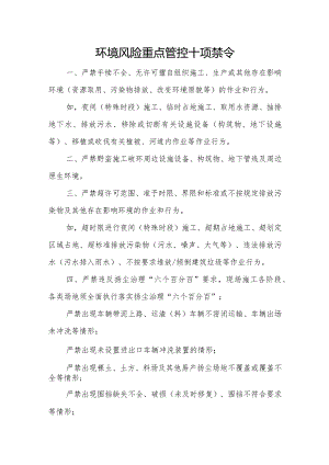 环境风险重点管控十项禁令.docx