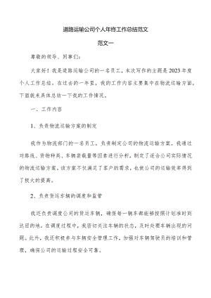 道路运输公司个人年终工作总结范文.docx