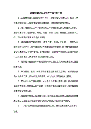 项目技术负责人安全生产岗位责任制.docx