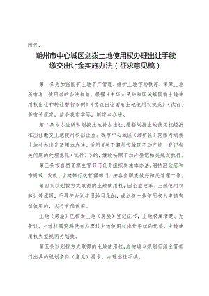 《潮州市中心城区划拨土地使用权办理出让手续缴交出让金实施办法》征求意见稿.docx