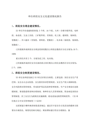 单位班组安全文化建设情况报告.docx