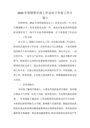 2024年度销售年度工作总结下年度工作计划 1.docx