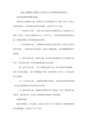 2023主题教育专题民主生活会个人对照检查材料范文.docx