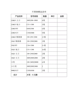 不锈钢槽盒清单（2024年）.docx