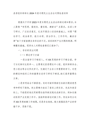 县委组织部部长2024年度专题民主生活会对照检查材料.docx
