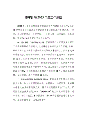 市审计局2023年度工作总结(20240103).docx