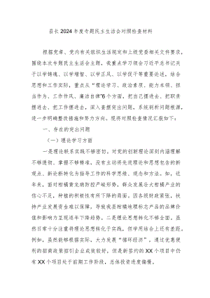 县长2024年度专题民主生活会对照检查材料.docx