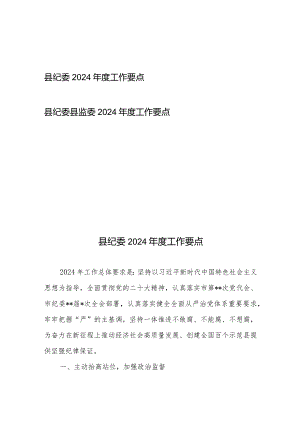 县纪委2024年度工作要点、县纪委县监委2024年度工作要点.docx
