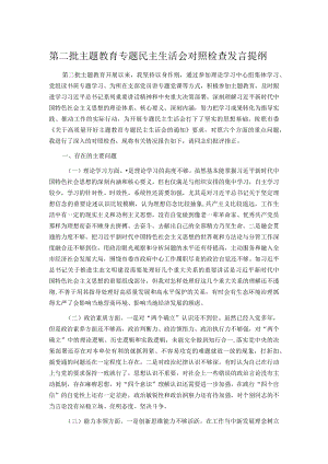 第二批主题教育专题民主生活会对照检查发言提纲.docx