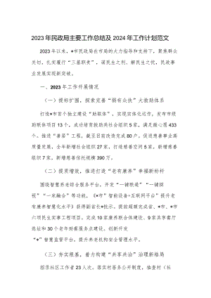 2023年民政局主要工作总结及2024年工作计划范文.docx