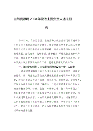自然资源局2023年党政主要负责人述法报告.docx