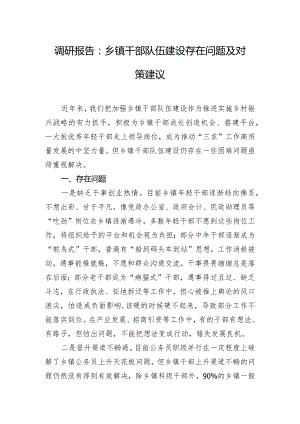 调研报告：乡镇干部队伍建设存在问题及对策建议.docx