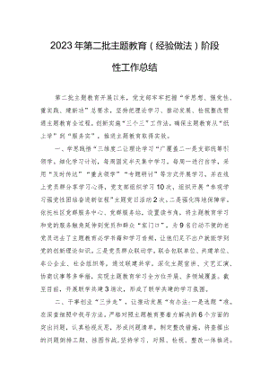 2023年第二批主题教育（经验做法）阶段性工作总结.docx