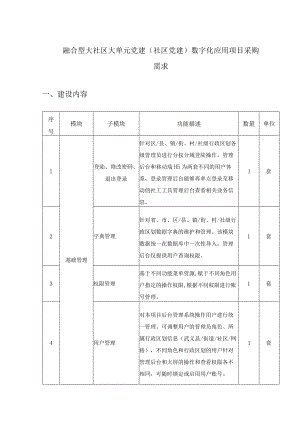 融合型大社区大单元党建（社区党建）数字化应用项目采购需求.docx