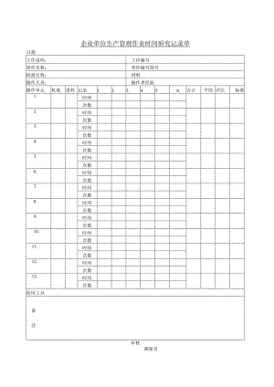 企业单位生产管理作业时间研究记录单.docx
