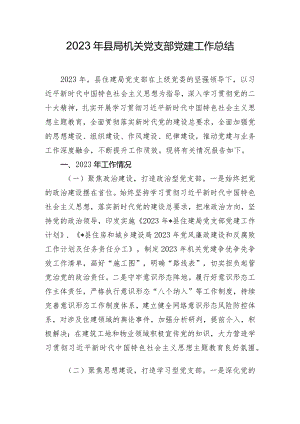 2023年县局机关党支部党建工作总结.docx