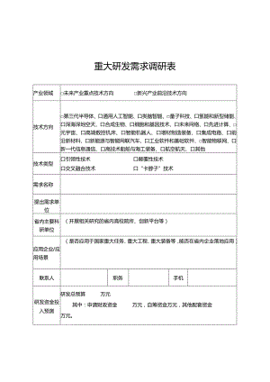 重大研发需求调研表.docx