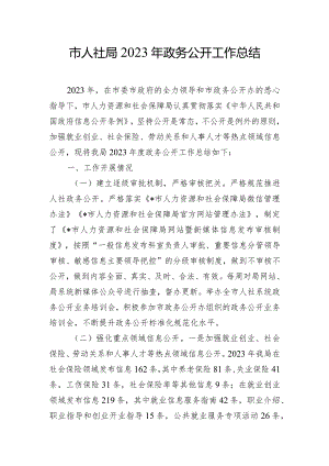 市人社局2023年政务公开工作总结.docx