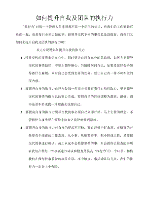 如何提升自我及团队的执行力.docx